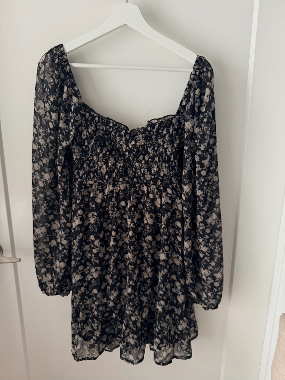 Altar'd State Black Dress with Cream Floral Accents